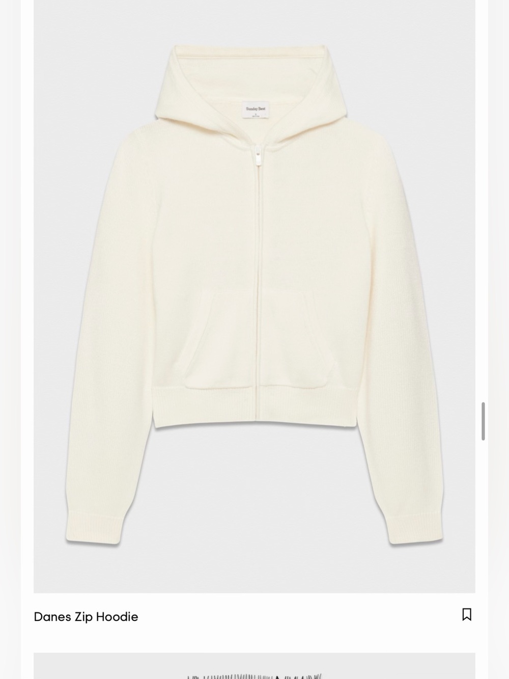 Aritzia Cream Zip-Front Hooded Cardigan